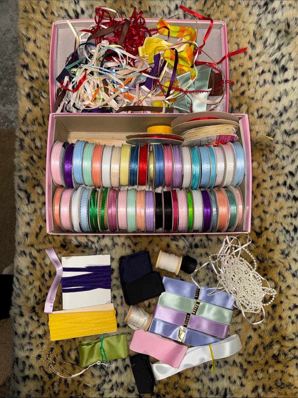 47+ Assorted Satin & Grosgrain Ribbon Spool Lot - Pastel & Bright Mix